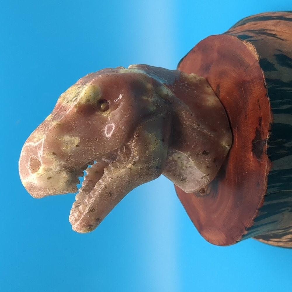Gorgeous cherry blossom jasper T-Rex head